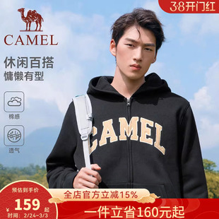 骆驼加绒外套女款男款秋冬季美式帽衫拉链卫衣情侣上衣长袖运动服