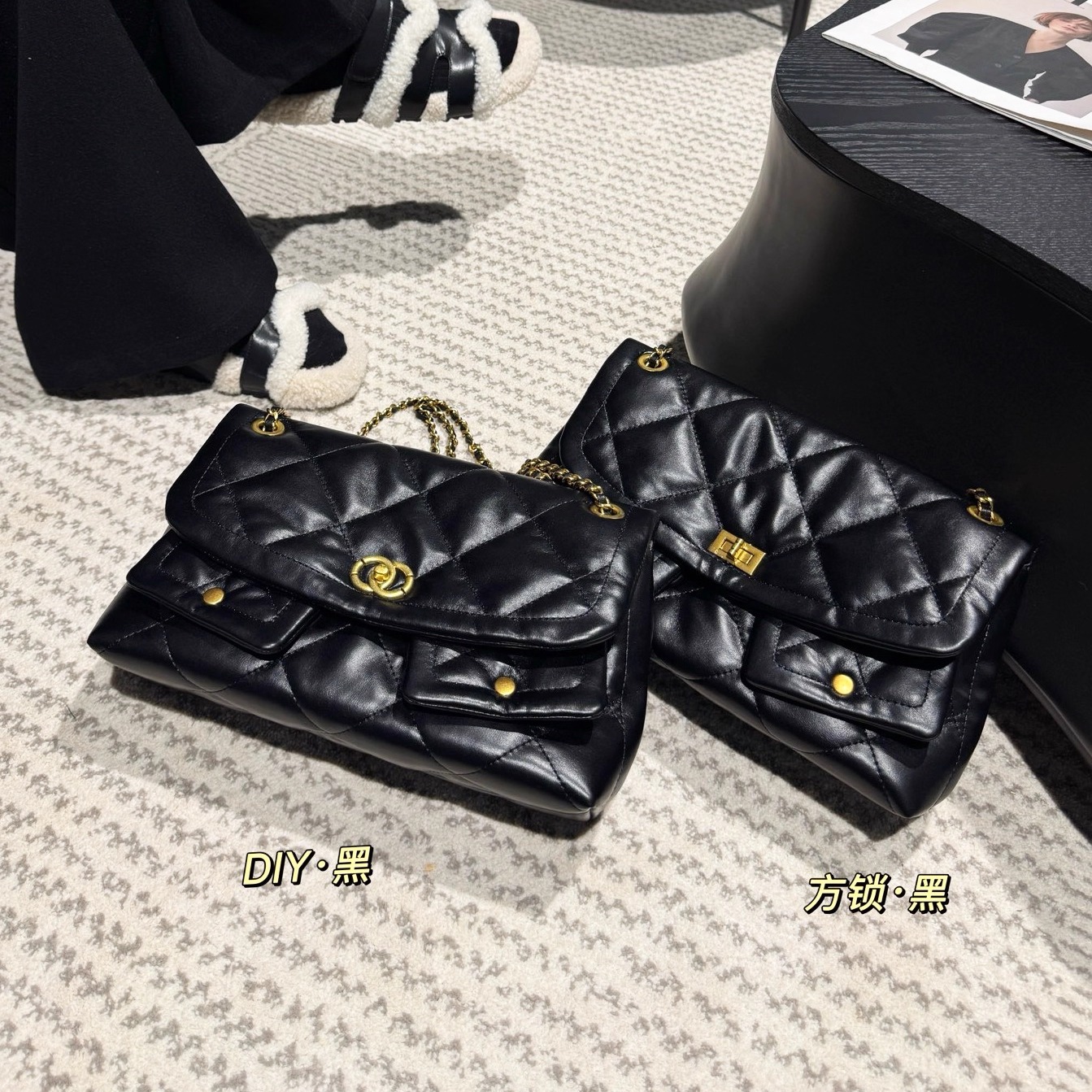 小香风菱格链条包大容量托特包女