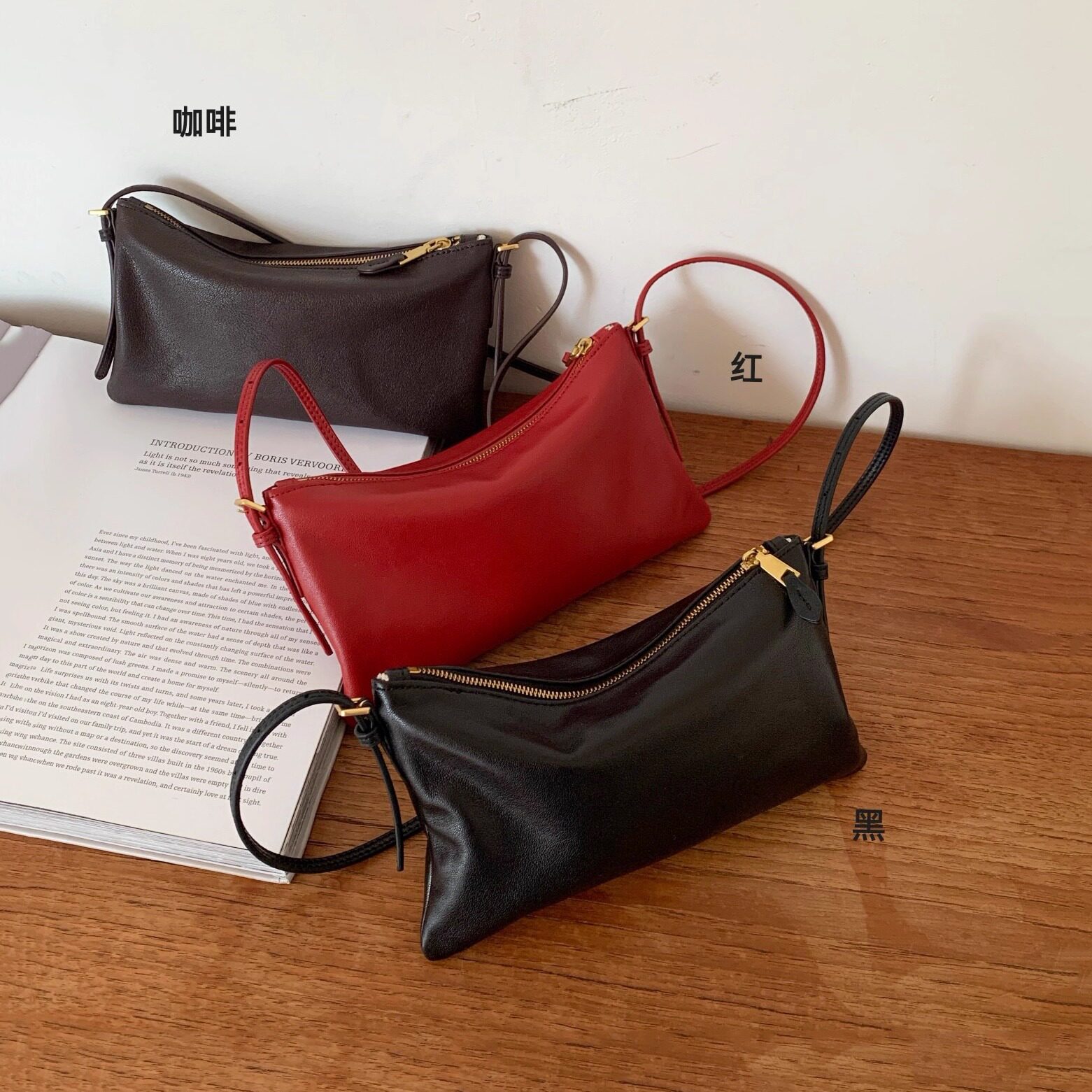 头层植鞣羊皮手机包小挎包女百搭小众腋下麻将包真皮斜挎包饺子包