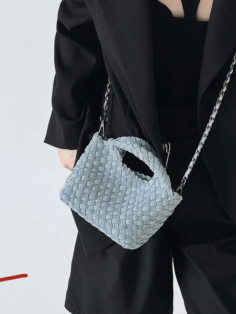 牛仔帆布编织包迷你小包菜篮子包