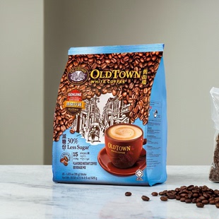 马来西亚速溶咖啡粉oldtown 进口 旧街场3合1白咖啡减糖份 原装