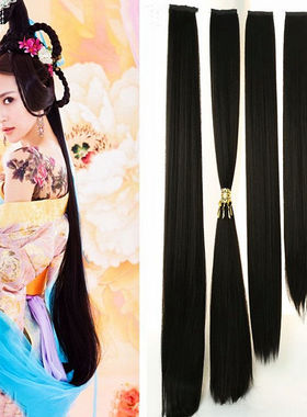 古装玉米须发排黑色发丝单头补发马尾打毛发片高温丝贵妃造型假发