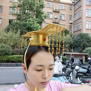 古风皇帝帽子头饰流苏珠饰古代天子皇冠古装 帝王帽 配饰秦始皇同款