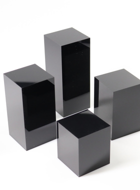 亚克力黑色方柱展示架珠宝首饰化妆品陈列架模型柜台展示底托道具