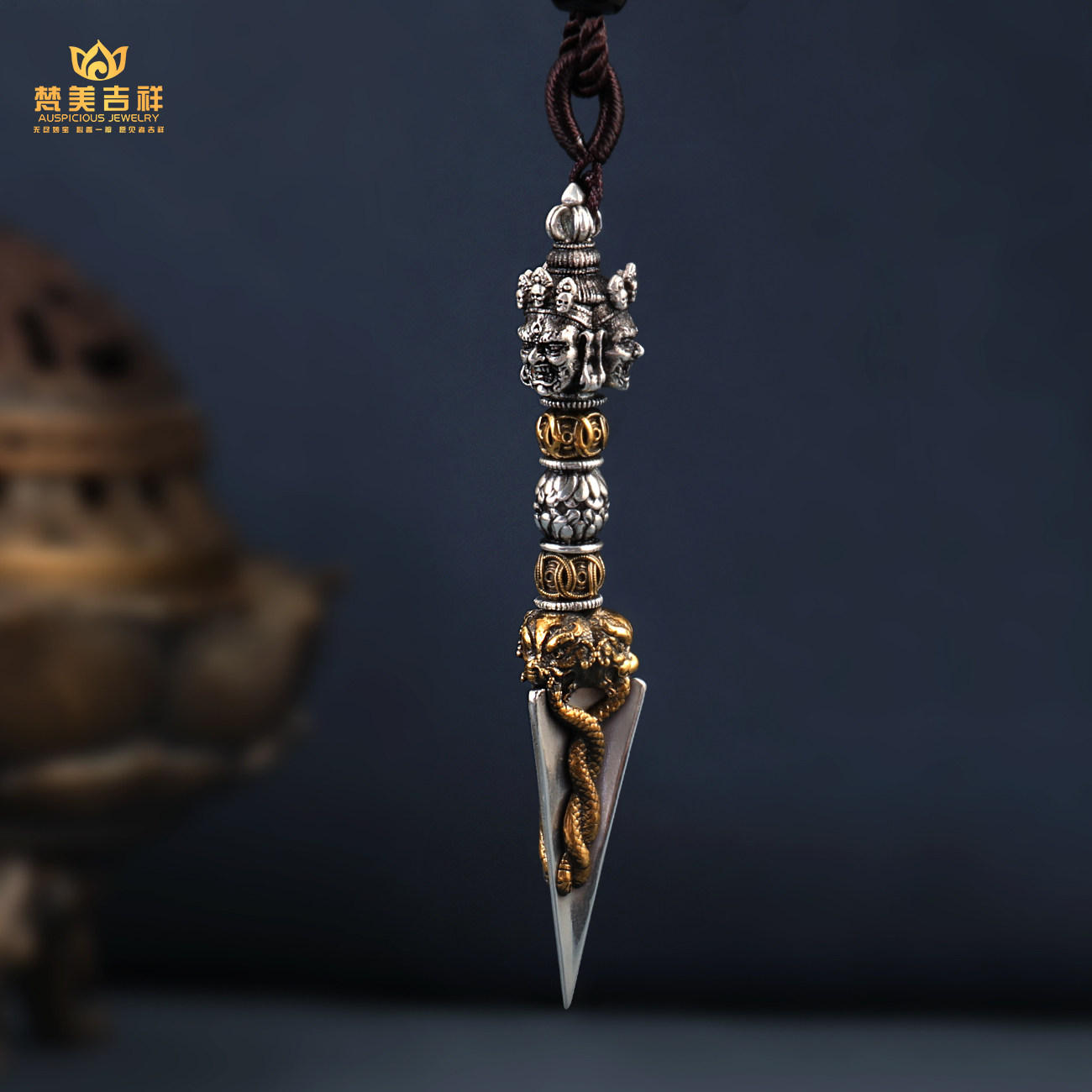 梵美吉祥尼泊尔藏式纯铜金刚杵金刚橛降魔杵法器吊坠项链包邮