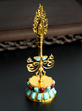 文殊摆件密宗合金镶嵌供佛用品