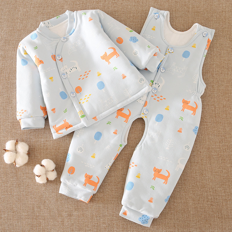 宝宝纯棉花棉衣 k婴儿棉袄背带棉裤内胆套装 新生儿内穿加厚秋冬