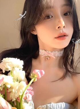 白色蕾丝爱心蝴蝶结choker项圈温柔甜美纯欲风项链小众设计感颈链