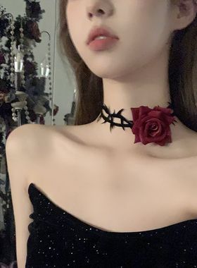 【蜜桃茶】暗夜玫瑰 万圣节玫瑰荆棘choker颈链项圈装扮拍照配饰