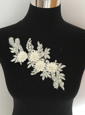 白色ABS仿珍珠蕾丝花朵婚纱礼服 diy手工装饰鞋子帽子贴花配件