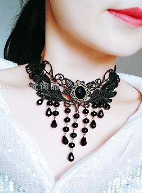 锁骨链韩版蕾丝项链女简约短款流行脖子饰品颈带项圈颈链时尚脖链