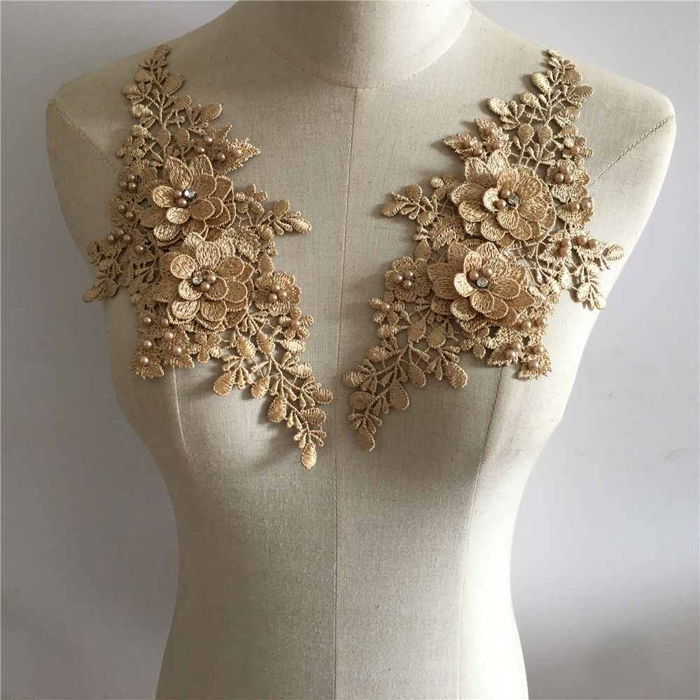 黄色I刺绣立体钉珠钉钻镂空对花DIY缝纫装饰搭配服装花边辅料配件,居家布艺,花边,淘宝优惠券,粉丝福利购,淘宝优惠卷