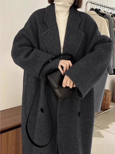 Длинный пуховик, шерстяное пальто, изысканный стиль, увеличенная толщина, средней длины, оверсайз