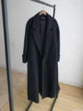 Демисезонное черное длинное шерстяное пальто, средней длины, 2025 года, в корейском стиле