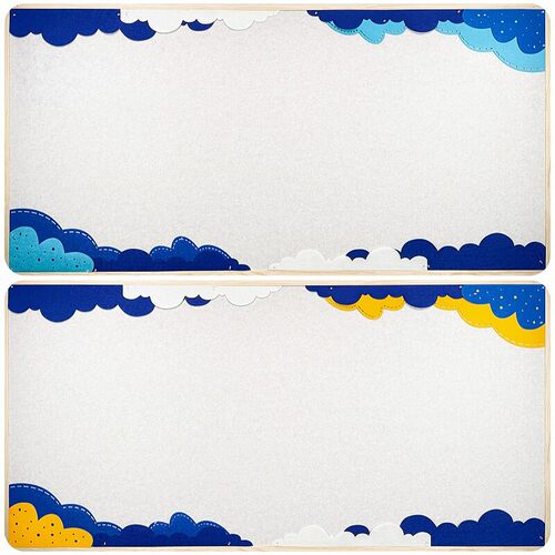 蓝色系无纺布黑板报墙贴