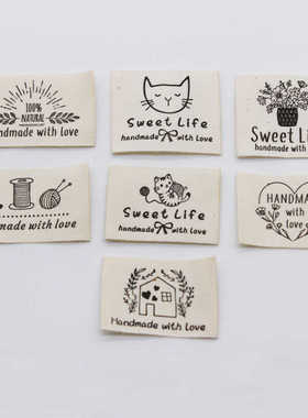 handmade纯棉布标印标现货本白棉带DIY手工品布标服装领标商标