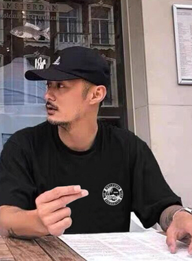 HANDIAN潮牌2026年新款白色短袖t恤男士宽松圆领夏季纯棉半袖体恤