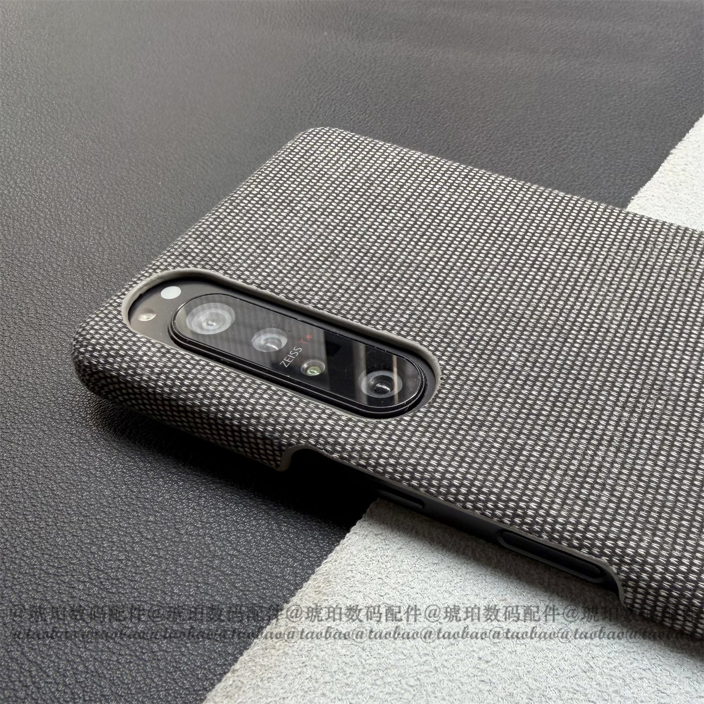 适用索尼Xperia 1 VI手机壳深灰色Sony手工贴布X1III保护套1V不沾指纹防滑5IV全包硬壳5V简约商务Pro-I牛仔布