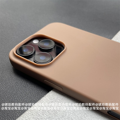 卡其棕适用苹果16/15/14/13/12/ProMax手机壳iPhone大孔火山口镜头plus硅胶软壳17Air轻薄简约小众纯色ins风