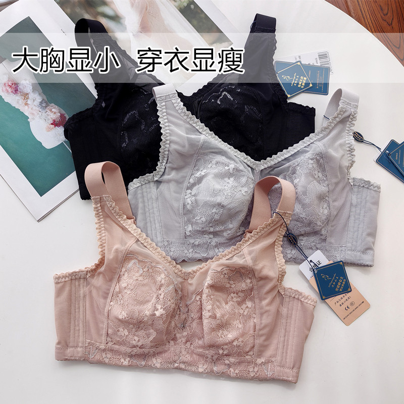 逆龄公主大胸显小蕾丝性感透气收副乳上托聚拢调整型文胸罩内衣女