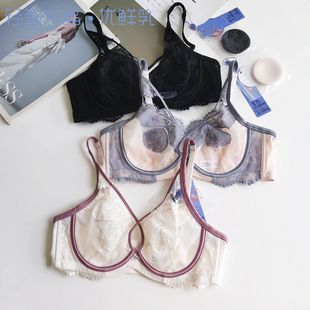 轻氧水晶优鲜乳内衣女Q40性感蕾丝BC超薄大胸显小聚拢收副乳文胸