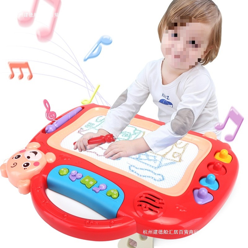 儿童磁性画板写字涂鸦彩色板带音乐写字板可擦写宝宝玩具2一3三岁