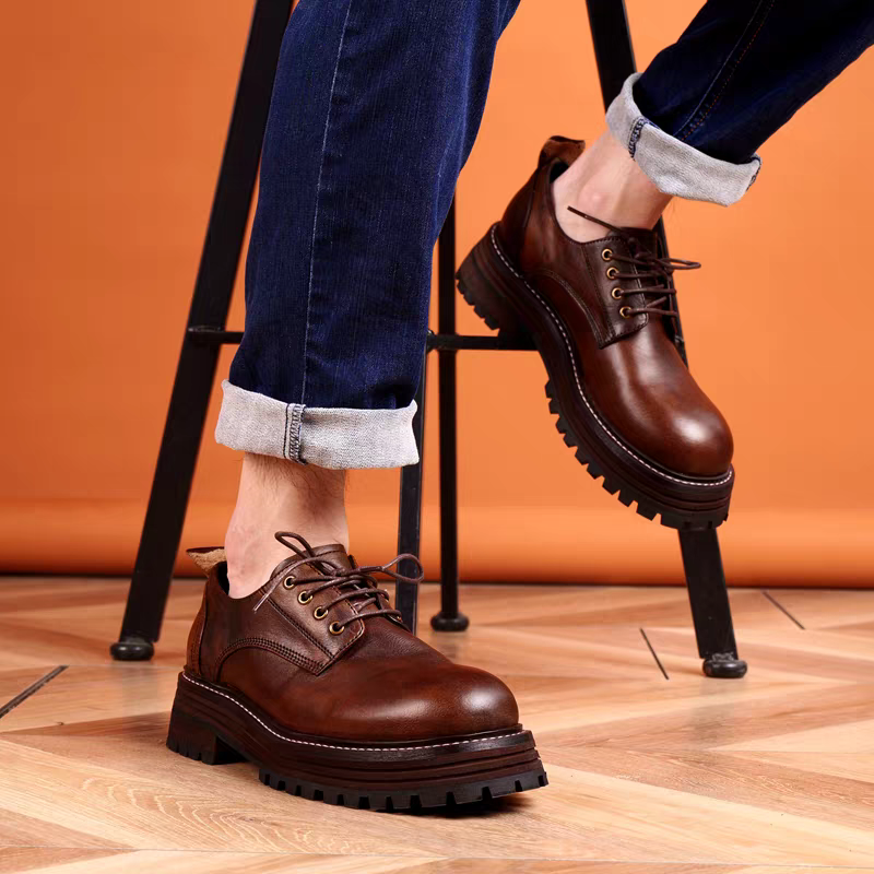 定制大码男牛皮鞋美式厚底德比单鞋真皮大头正装46 47 48495051码,流行男鞋,正装皮鞋,淘宝优惠券,粉丝福利购,淘宝优惠卷
