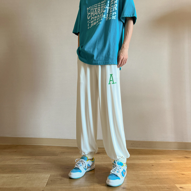 男士宽松运动休闲纯色夏季冰丝休闲裤 227-2*C518*P45控58图片