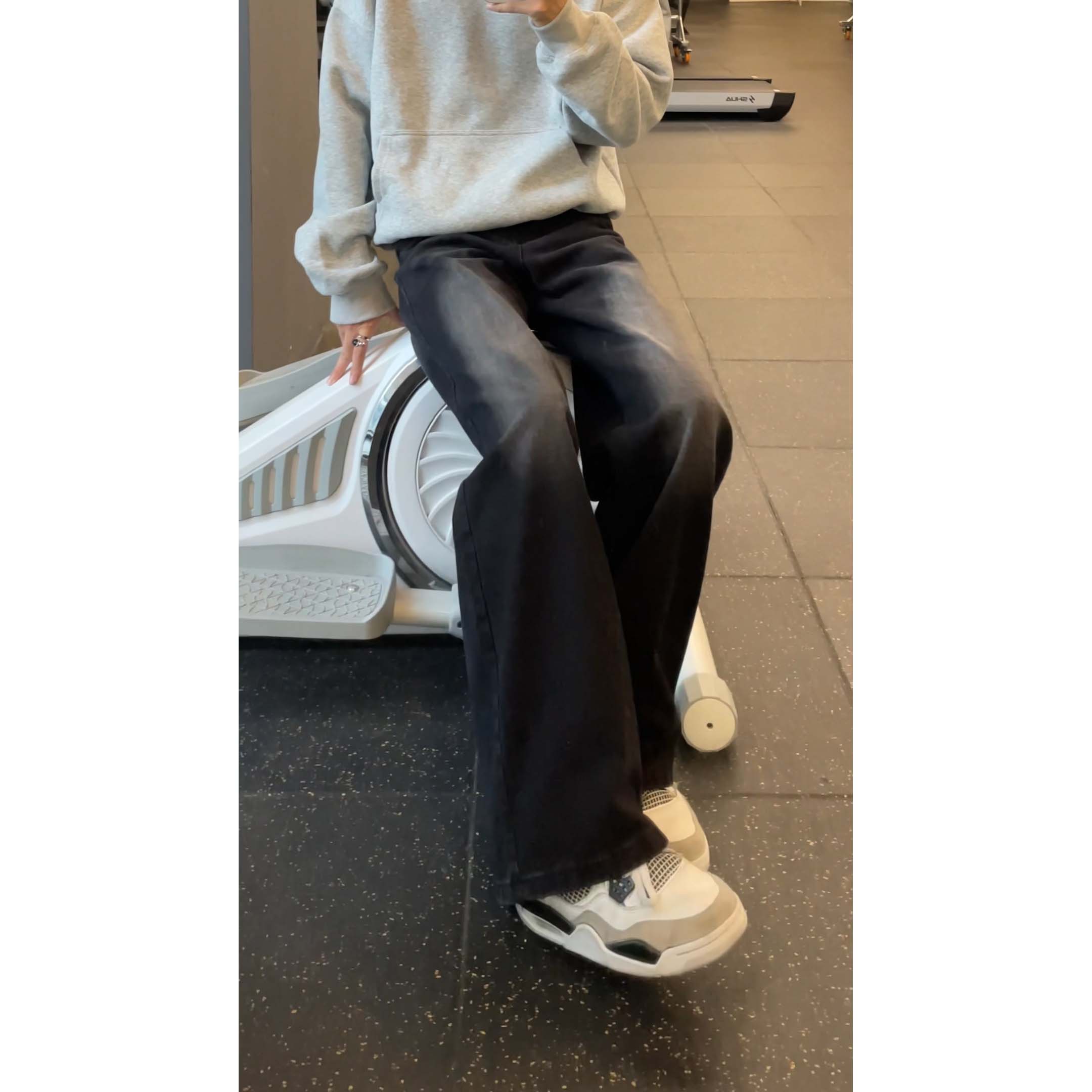 美式高街设计感辑明线黑色牛仔裤男秋冬猫须纹显高显瘦直筒裤男生,男装牛仔裤,星座511-1