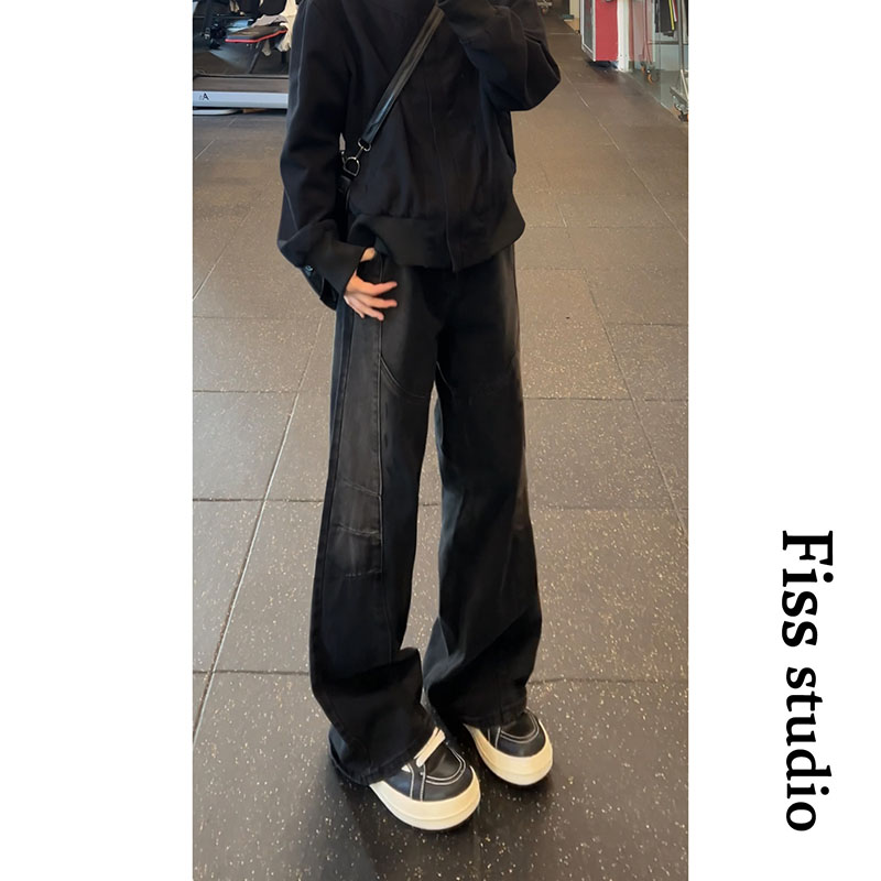 扎染水洗立体剪裁泼墨牛仔裤秋冬宽松长裤休闲小众复古遮肉显瘦,男装牛仔裤,星座511-1