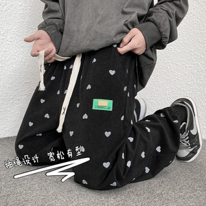 100聚酯 春季新款灯芯绒印花休闲长裤男227-2*C506*P50控68图片