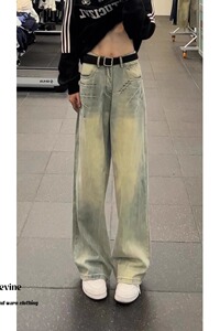 水洗闪电纹牛仔裤男秋季新款美式小众设计感休闲长裤痞帅直筒裤子图片