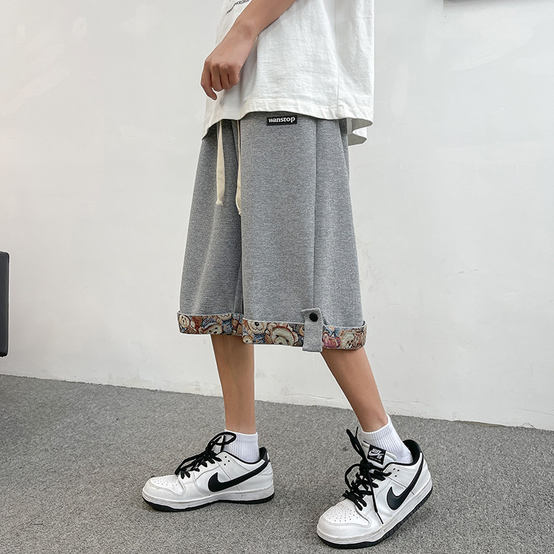 夏季新款华夫格工装短裤男女宽松大码五分裤227-2*D120*P35控48图片