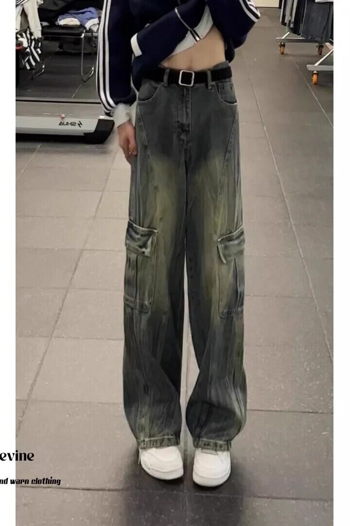 美式复古工装牛仔裤潮男秋冬多口袋设计感高街时尚百搭直筒长裤子,男装牛仔裤,星座511-1