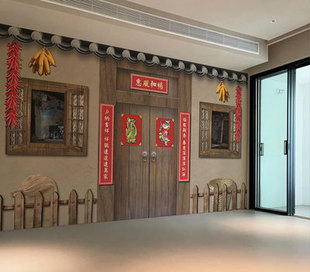 古代农村直播背景图墙纸酒庄厨房仿古三收农家乐酒馆古风客栈壁纸