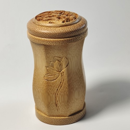 精品精工制作打磨玉竹雕刻新中式八角花瓶形蛉虫虫具叫罐把玩件