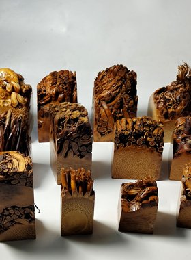 新品实心竹根老料文玩手把件印章料金蟾纯手工高密度竹制茶玩日式