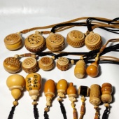 天然小葫芦手捻文玩把件挂件挂脖香囊玉竹棕竹竹根梅妃鹿精品挂坠