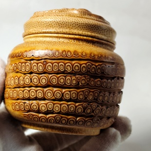 竹雕文玩手把件摆件纯手工精品满钉茶叶罐香粉罐茶仓收纳罐摆件