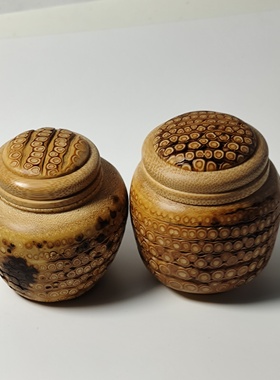 竹根满钉纯手工雕刻精品茶叶罐把玩件摆件一物一拍文玩收藏送礼