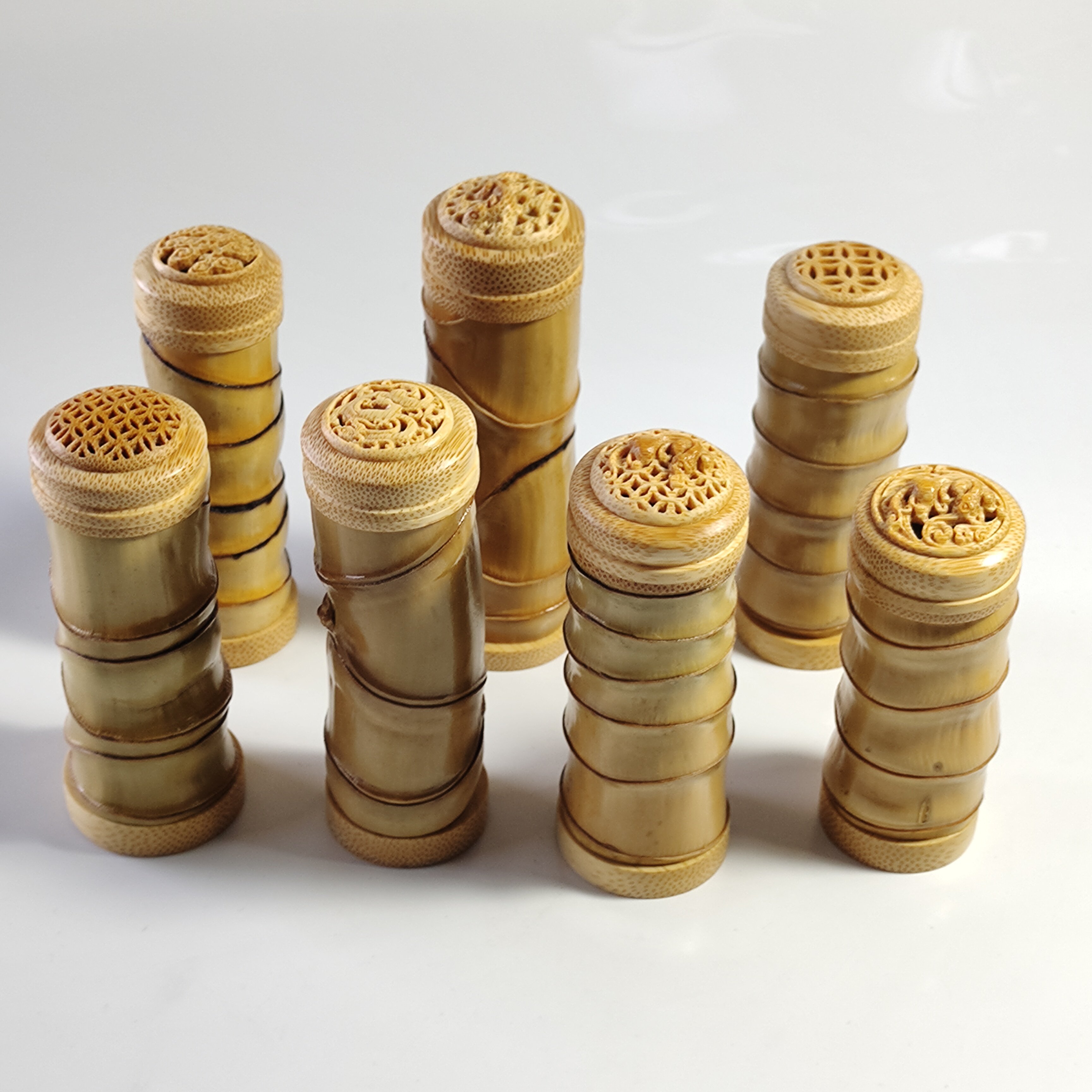 一物一拍精品纯手工打磨天然老罗汉竹手把件蝈蝈叫罐竹蛉虫具把玩