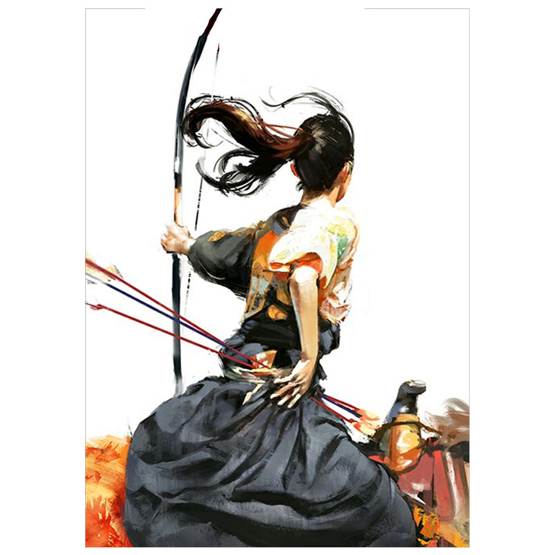 弓箭箭道骑射中国风黄忠射箭中式客厅书房挂画壁画无框画装饰画