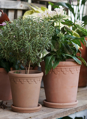意大利帝罗马透气陶土盆欧式复古室内个性水泥花盆阳台绿植盆栽