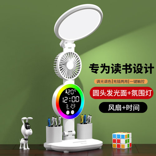 学习书桌台灯护眼写作业专用冲插电两用阅读宿舍床头灯LED可调光