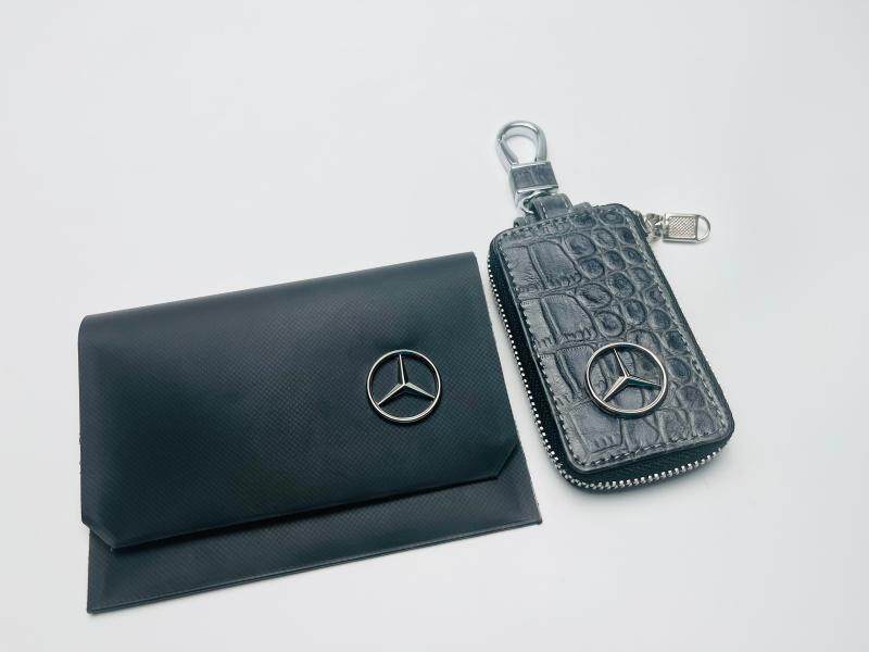 日本奔驰4s店赠品鳄鱼皮匙扣套汽车证件卡包钱包车钥匙包 太好看
