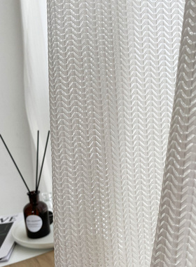 FBox北欧轻奢鱼骨纱白纱窗帘纱帘客厅卧室飘窗阳台纱半透光窗纱帘