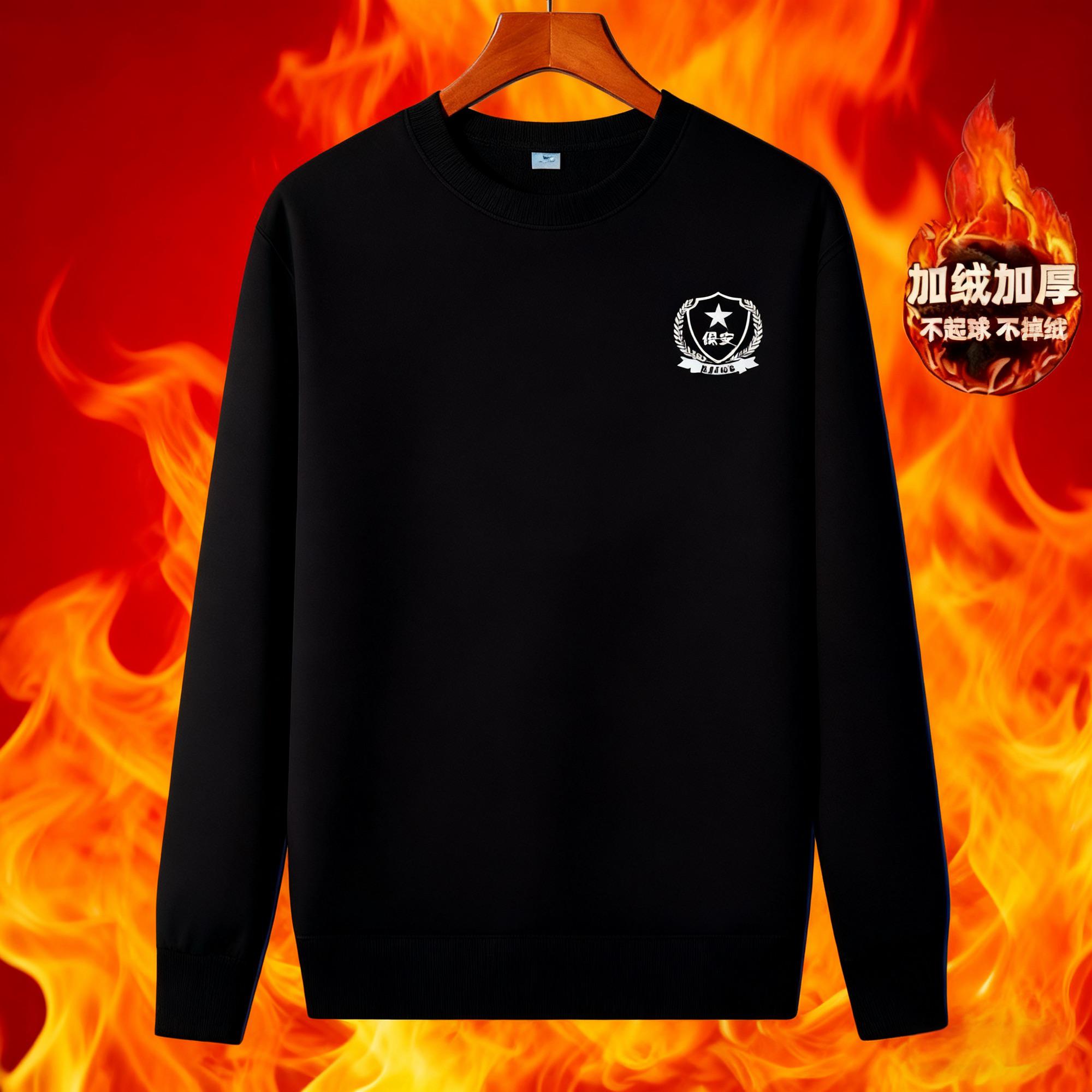 冬季加绒加厚特勤执勤作训服保暖T恤上衣安保物业工作服卫衣男