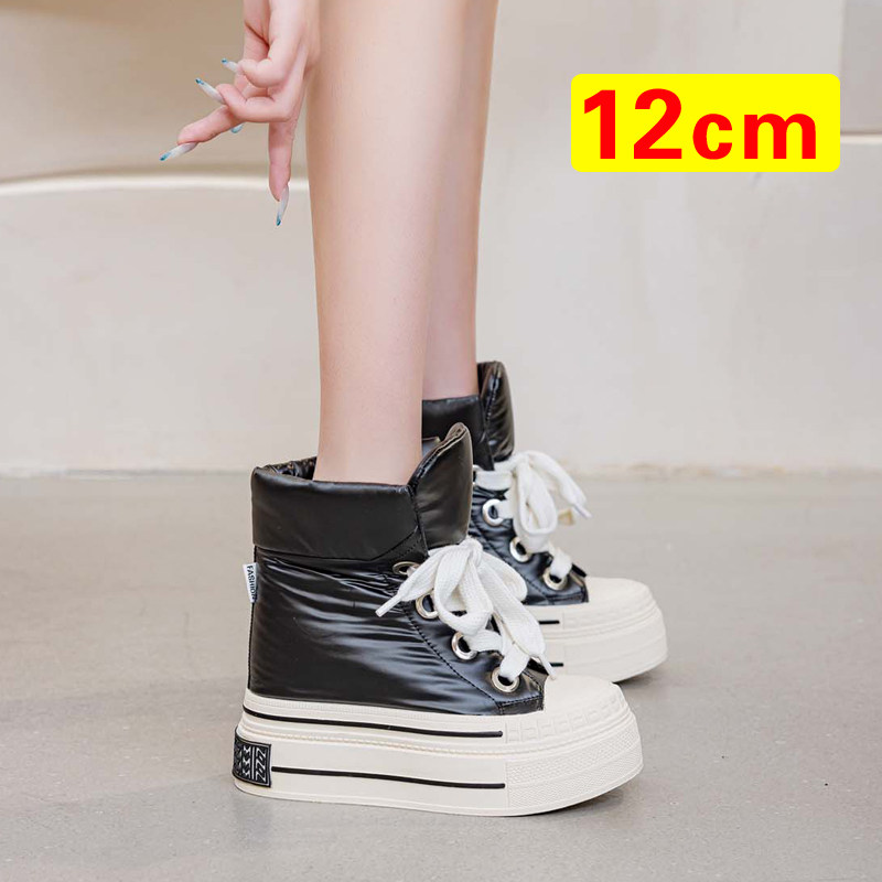 鞋子女小个子显高冬季加绒女鞋12cm厚底高帮鞋2025新款内增高女鞋