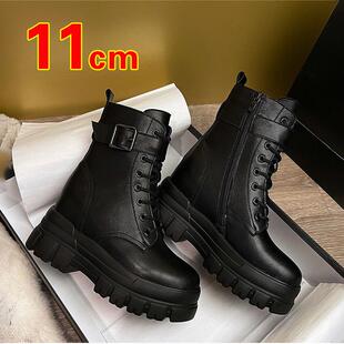 内增高马丁靴女厚底百搭10cm靴子女小个子初秋超高跟短靴秋冬英伦