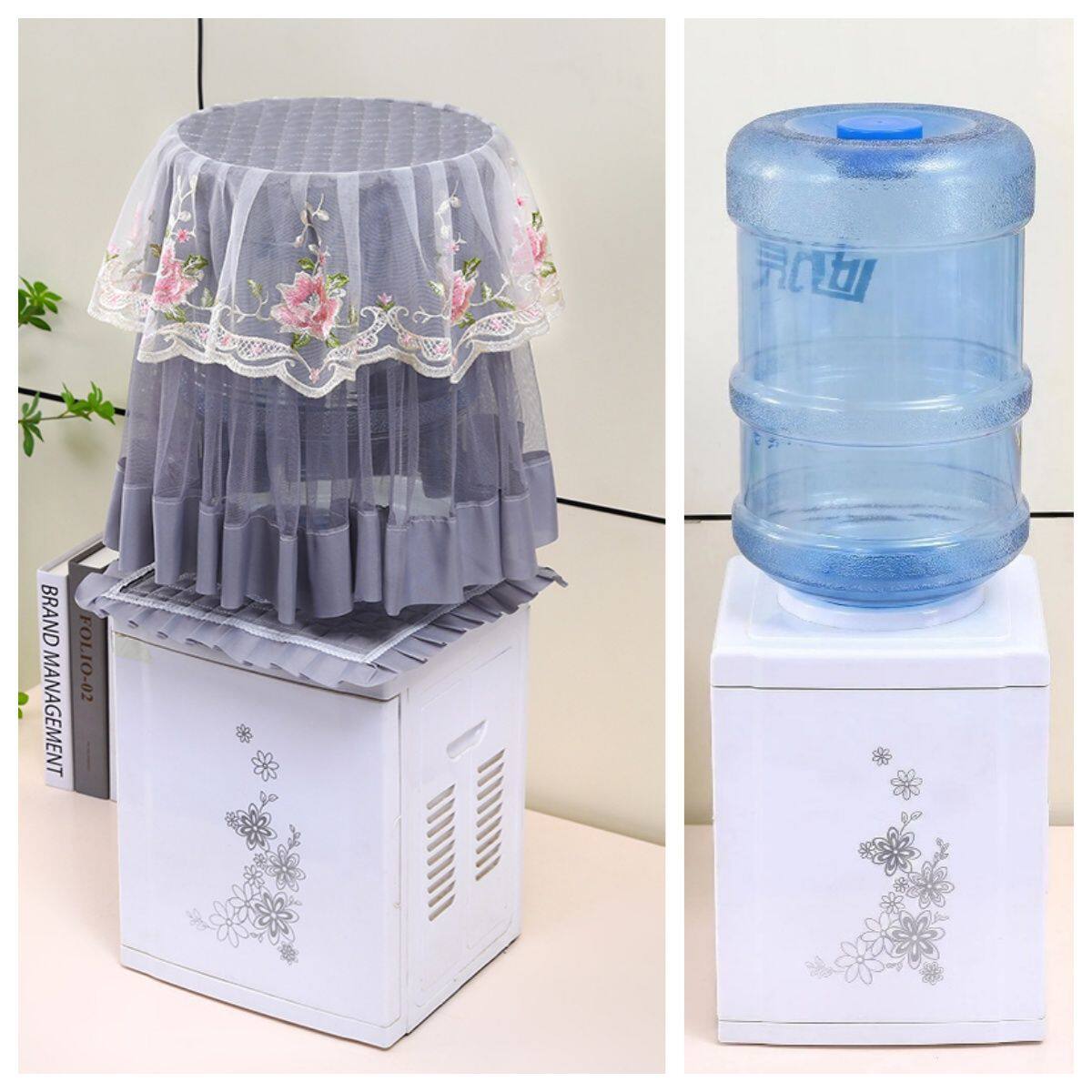 饮水机罩现代简约蕾丝防尘罩圆形万能盖巾